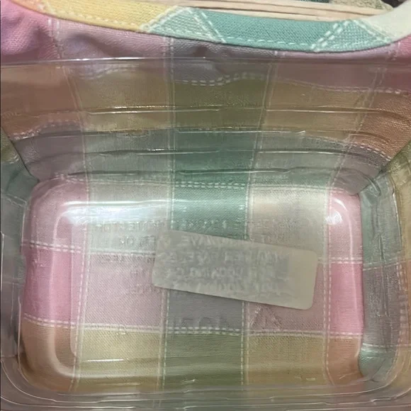 Pastel Plaid Woven Basket with Handle - Picture 8 of 13